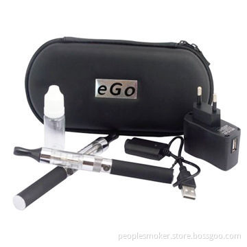 E-cigarette with 2 x cartomizer, 1 x USB charger, 1 x wall charger, 1 x empty bottle